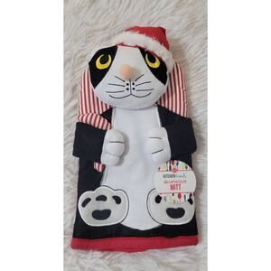 Ritz Kitchen Friends Cotton Oven Mitts Cat with Santa Hat New
